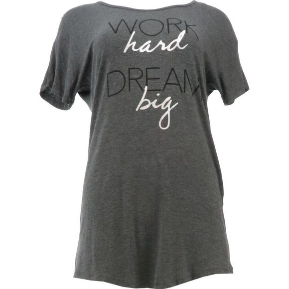 NWT DANSKIN WORK HARD DREAM BIG SLEEP SHIRT GRAY XS & MEDIUM - Picture 1 of 11